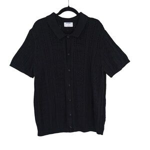 Old Navy Womens Crochet Button-Up Short Sleeve Shirts Sweater XXL 100% Cotton